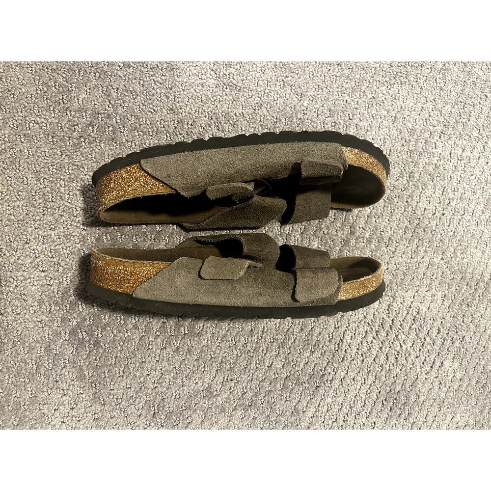 Birkenstock Arizona Two-Strap Sandals Suede Leather Soft Footbed Brown Color - Picture 2 of 4